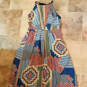 Long flowy patchwork sun dress